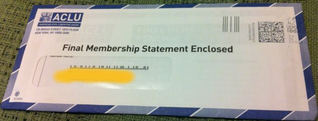 [Picture: ACLU 'final' renewal notice]